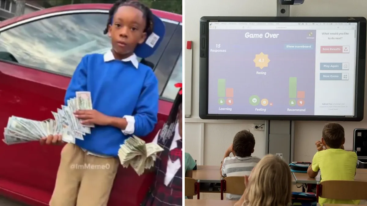 Elementary School Kids Holding Cash
