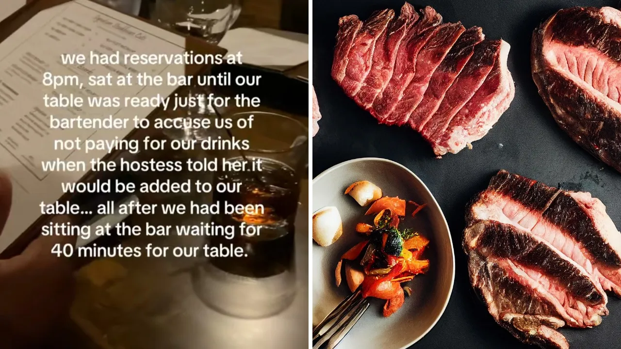 A woman waited 40 minutes for her steakhouse reservation, then a bartender accused her of leaving without paying for drinks